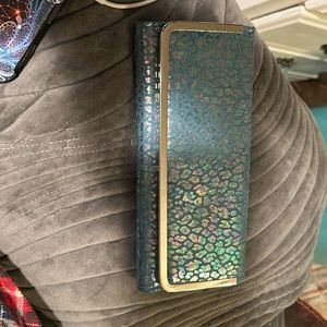 Rainbow Holographic Iridescent Oil Slick Leopard Print Clutch Wallet.